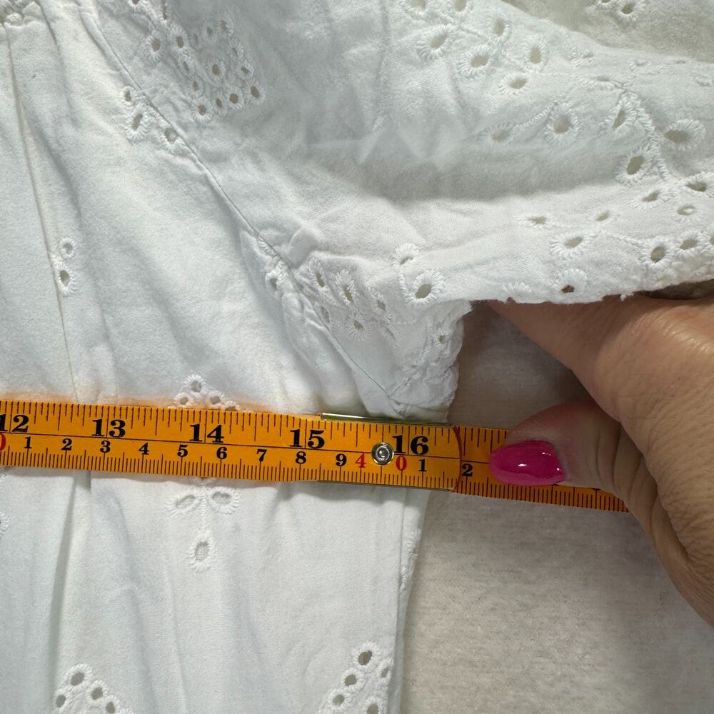 Fifteen Twenty Tiered Puff Sleeve Eyelet Dress Cotton White, Size S, Rt. $308 - Picture 6 of 12